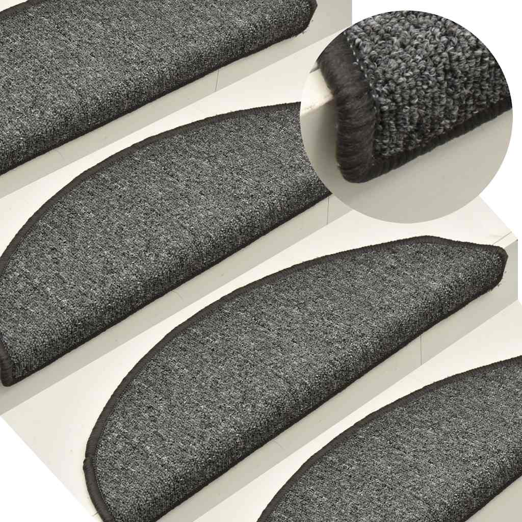 Stair Mats 30 pcs 56x17x3 cm Dark Grey Half Round
