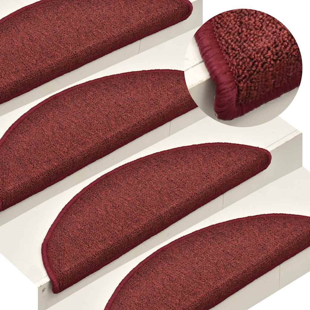 Stair Mats 30 pcs 56x17x3 cm Bordeaux Half Round