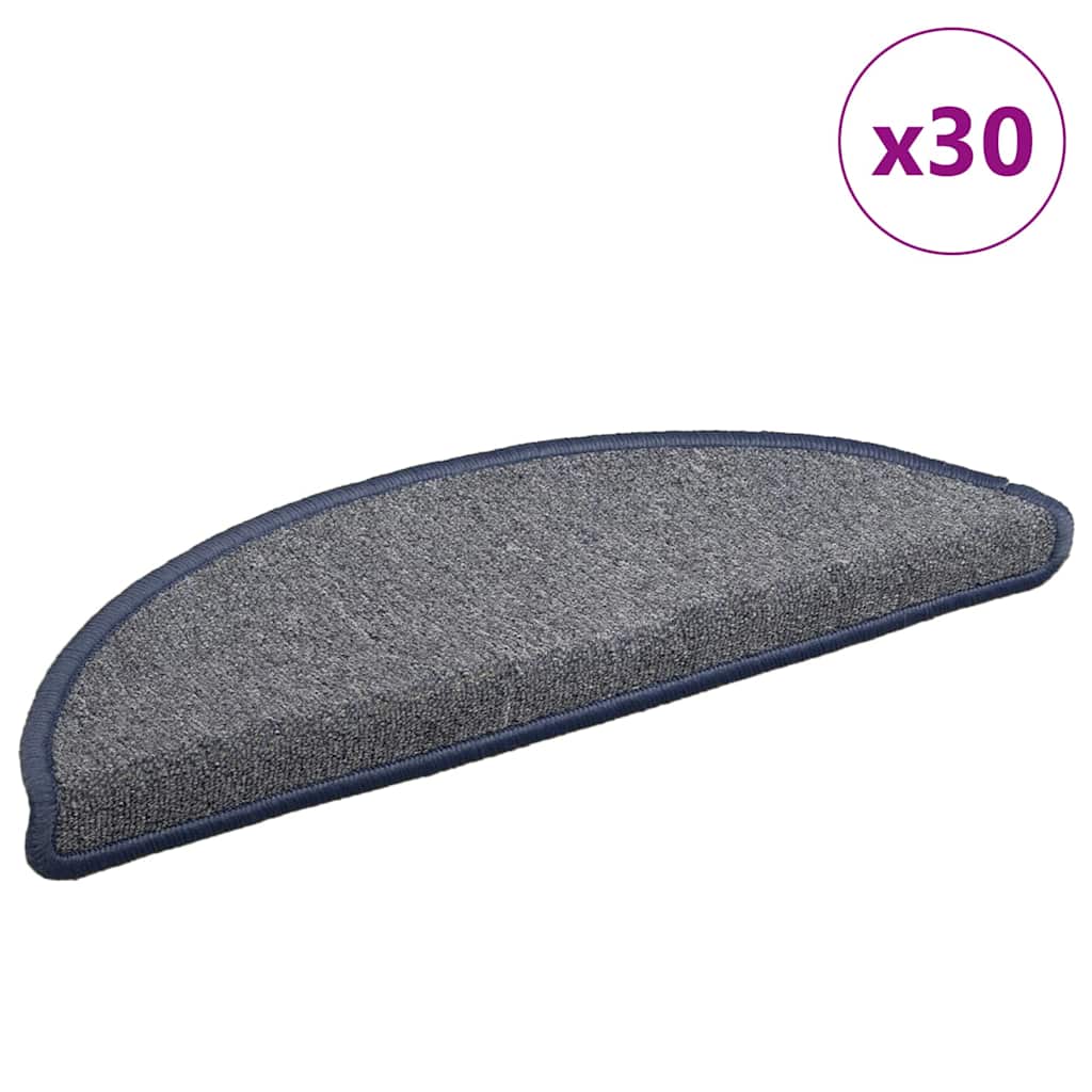 Stair Mats 30 pcs 56x17x3 cm Light Grey and Blue Half Round