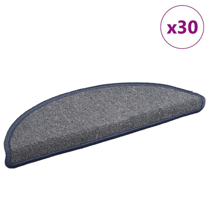 Stair Mats 30 pcs 56x17x3 cm Light Grey and Blue Half Round