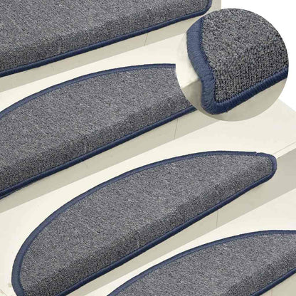Stair Mats 30 pcs 56x17x3 cm Light Grey and Blue Half Round