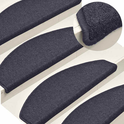 Stair Mats 30 pcs 65x24x4 cm Dark Grey and Blue Half Round Large