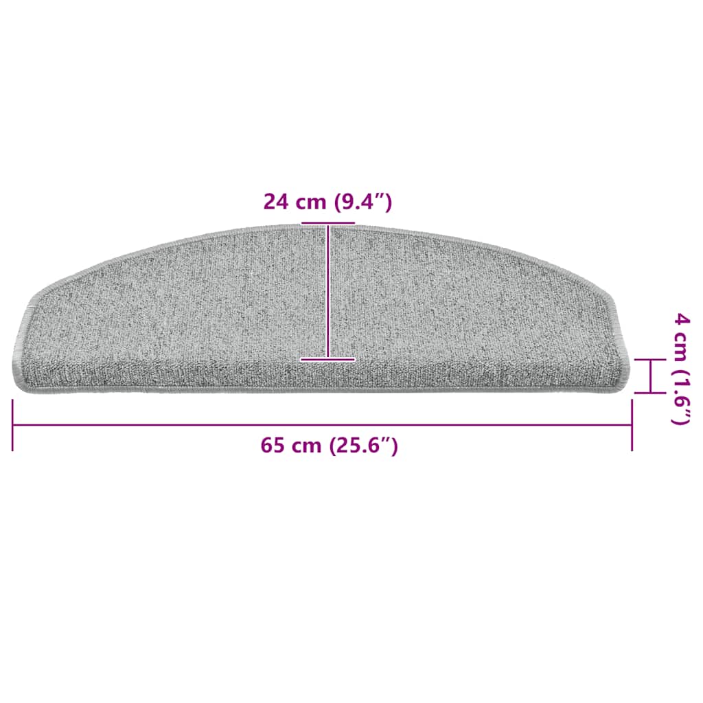 Stair Mats 30 pcs 65x24x4 cm Light Grey Half Round Large