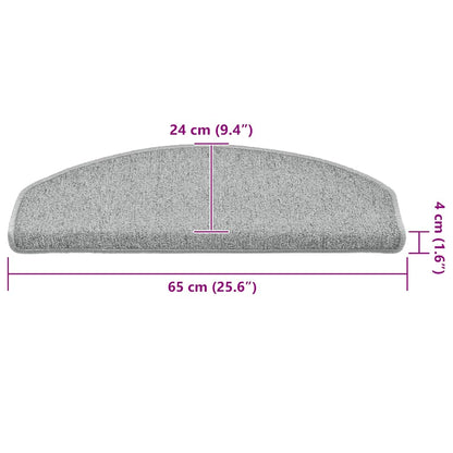 Stair Mats 30 pcs 65x24x4 cm Light Grey Half Round Large
