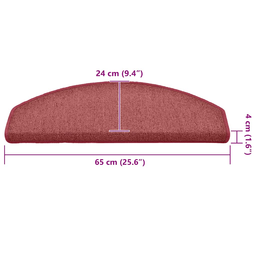 Stair Mats 30 pcs 65x24x4 cm Bordeaux Half Round Large