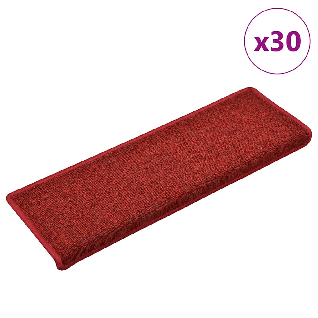 Stair Mats 30 pcs 65x21x4 cm Red Rectangular Edge