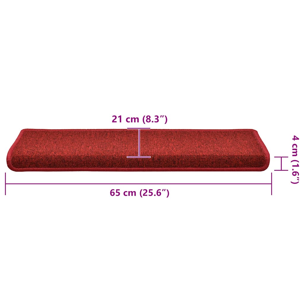 Stair Mats 30 pcs 65x21x4 cm Red Rectangular Edge