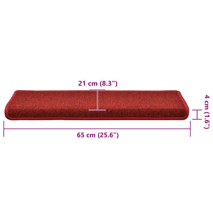 Stair Mats 30 pcs 65x21x4 cm Red Rectangular Edge
