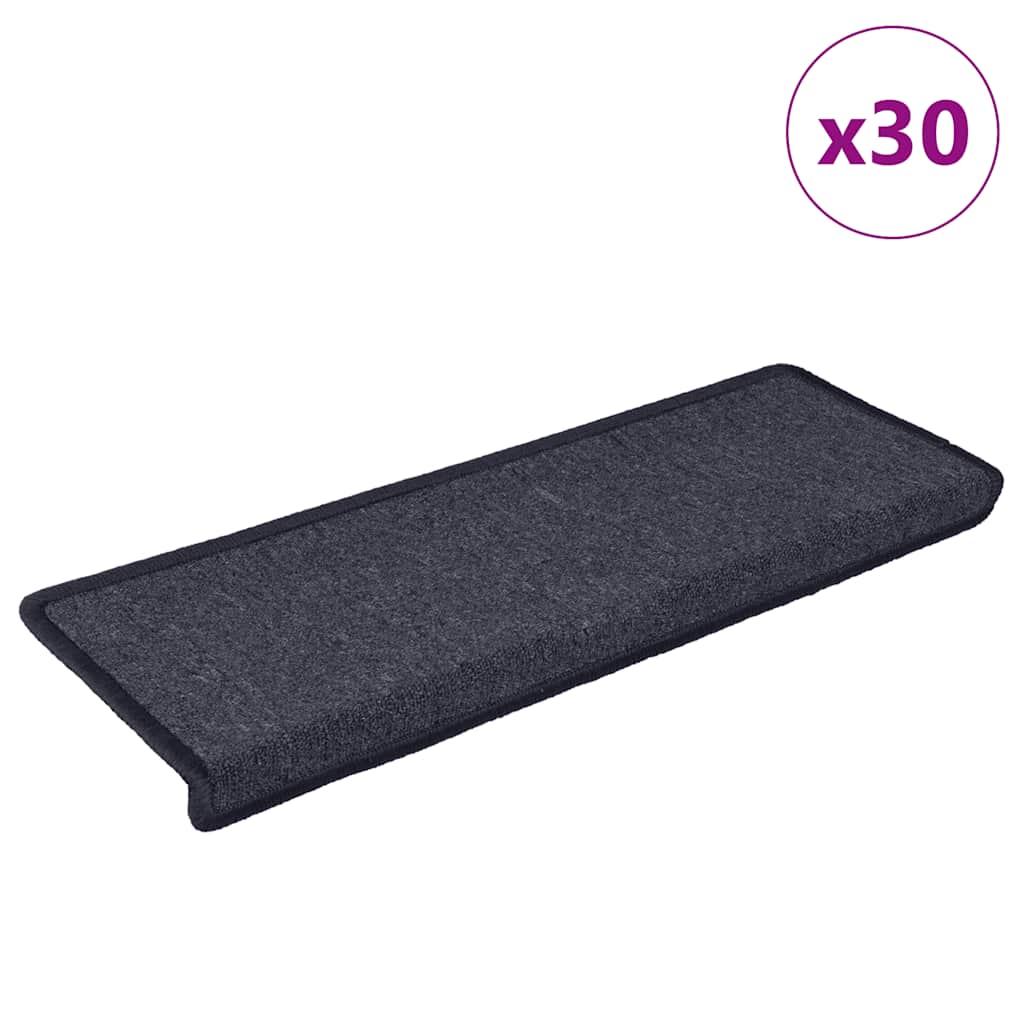 Stair Mats 30 pcs 65x21x4cm Dark Grey and Blue Rectangular Edge