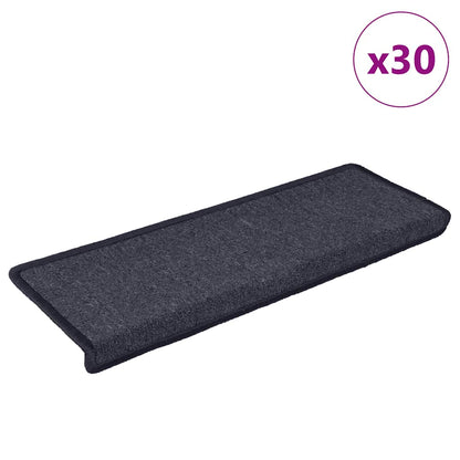 Stair Mats 30 pcs 65x21x4cm Dark Grey and Blue Rectangular Edge