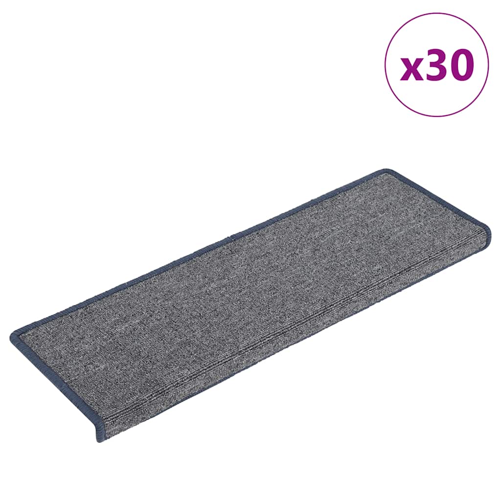 Stair Mats 30 pcs 65x21x4 cm Light Grey and Blue Rectangular Edge