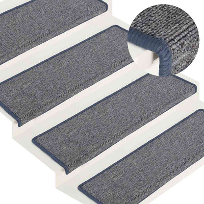 Stair Mats 30 pcs 65x21x4 cm Light Grey and Blue Rectangular Edge