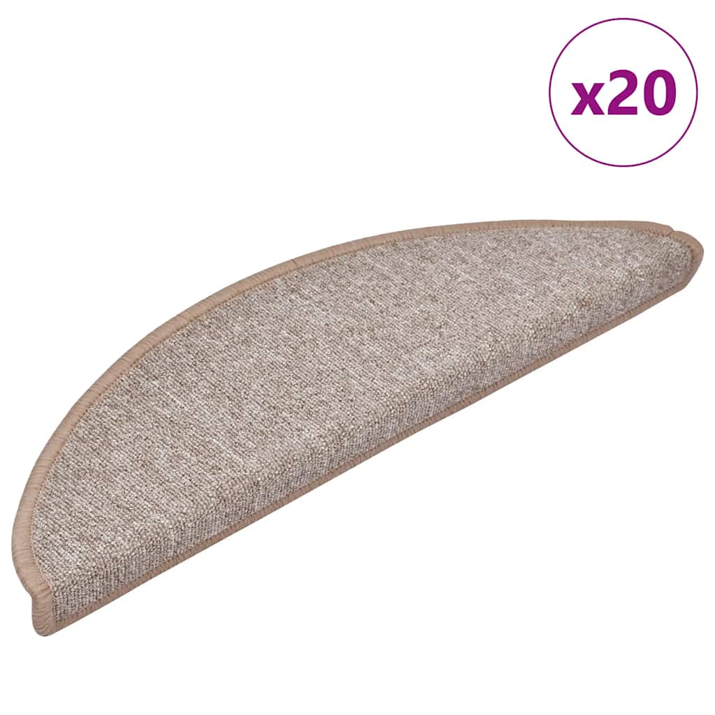 Stair Mats 20 pcs 56x17x3 cm Light Brown Half Round