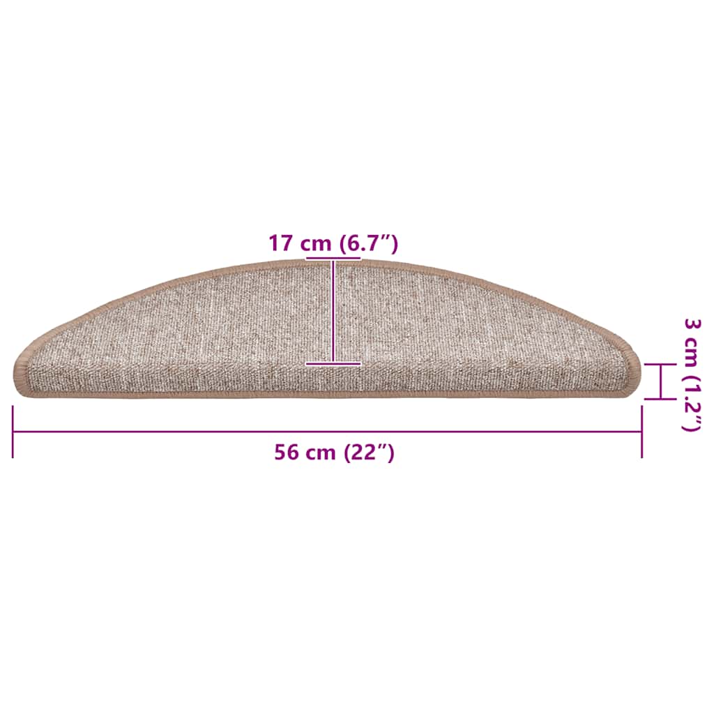 Stair Mats 20 pcs 56x17x3 cm Light Brown Half Round