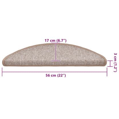 Stair Mats 20 pcs 56x17x3 cm Light Brown Half Round