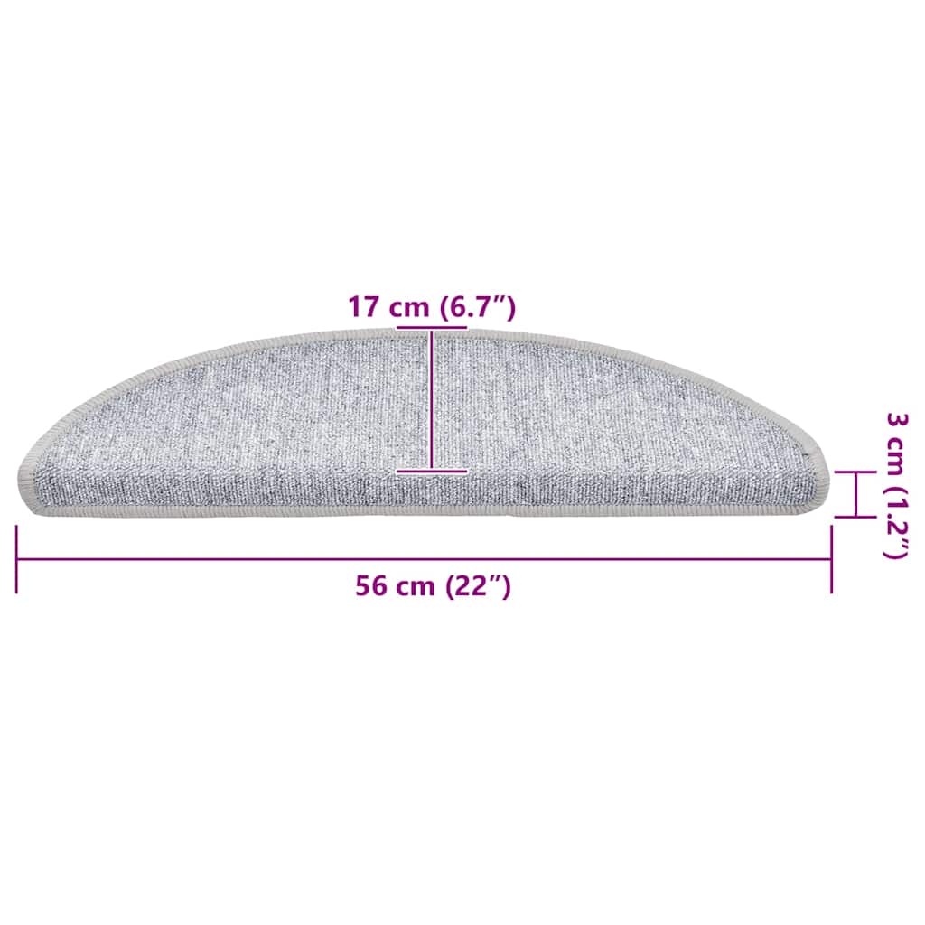 Stair Mats 20 pcs 56x17x3 cm Light Grey Half Round