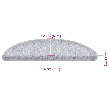 Stair Mats 20 pcs 56x17x3 cm Light Grey Half Round