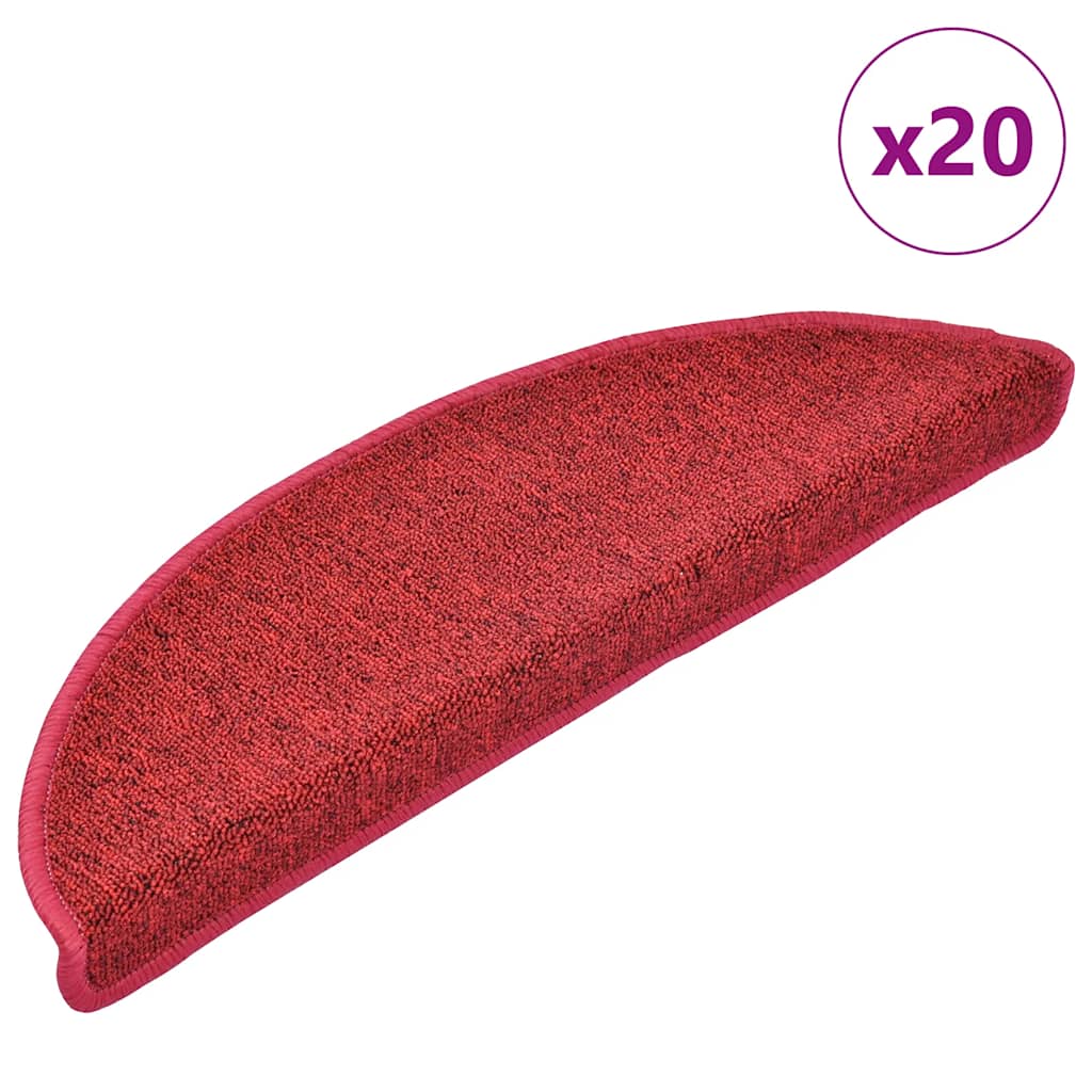 Stair Mats 20 pcs 56x17x3 cm Red Half Round