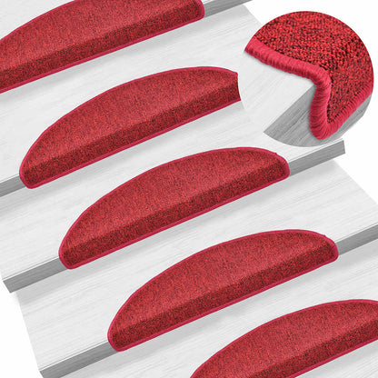 Stair Mats 20 pcs 56x17x3 cm Red Half Round