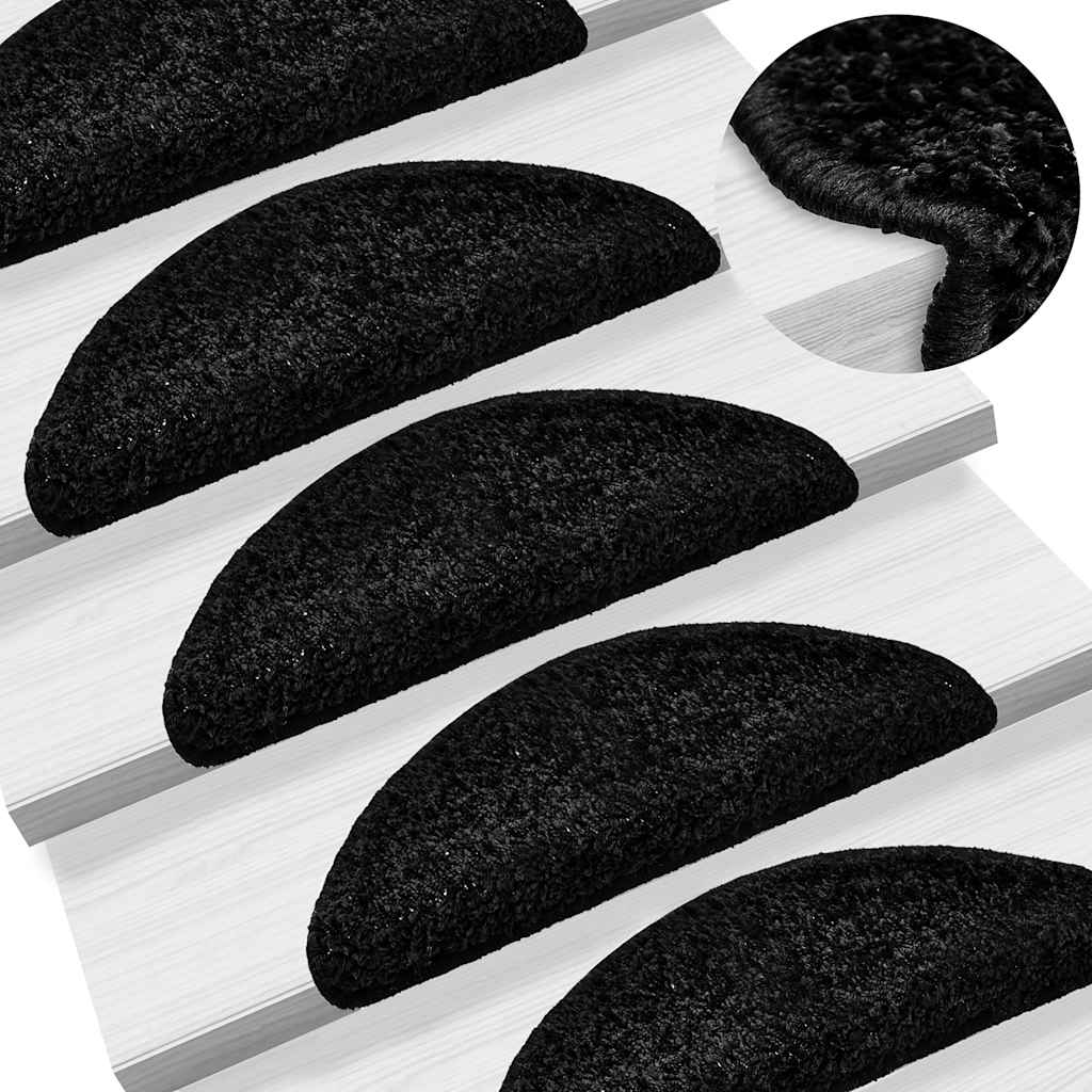 Stair Mats 30 pcs 56x17x3 cm Black Half Round