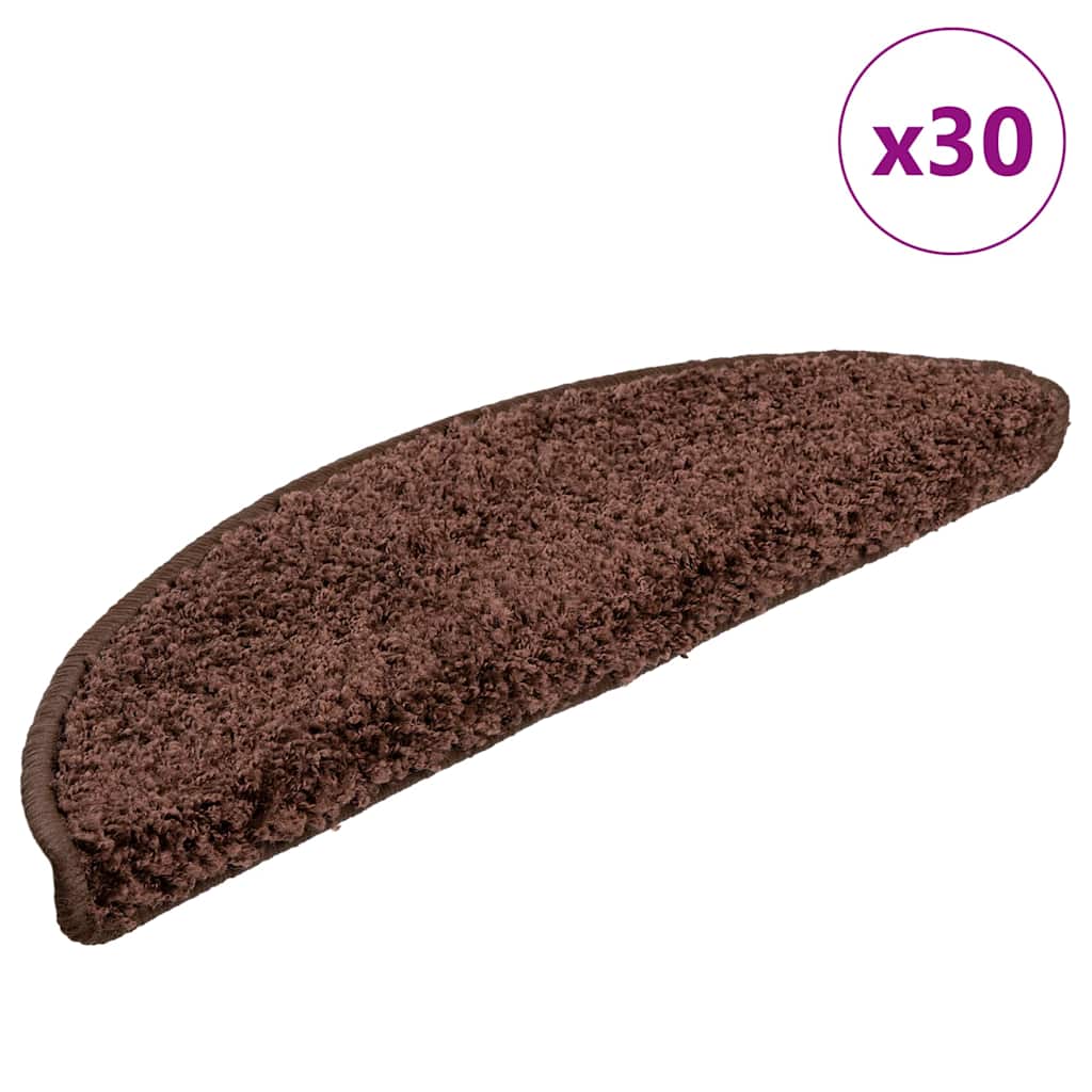 Stair Mats 30 pcs 56x17x3 cm Brown Half Round