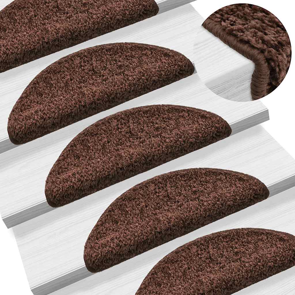 Stair Mats 30 pcs 56x17x3 cm Brown Half Round