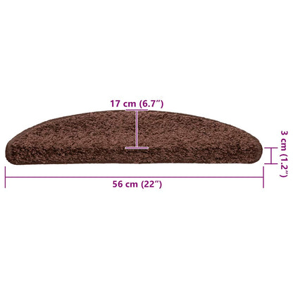 Stair Mats 30 pcs 56x17x3 cm Brown Half Round