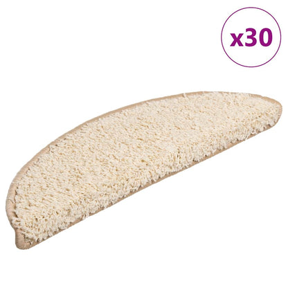 Stair Mats 30 pcs 56x17x3 cm Cream Half Round