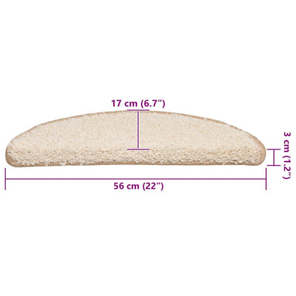 Stair Mats 30 pcs 56x17x3 cm Cream Half Round