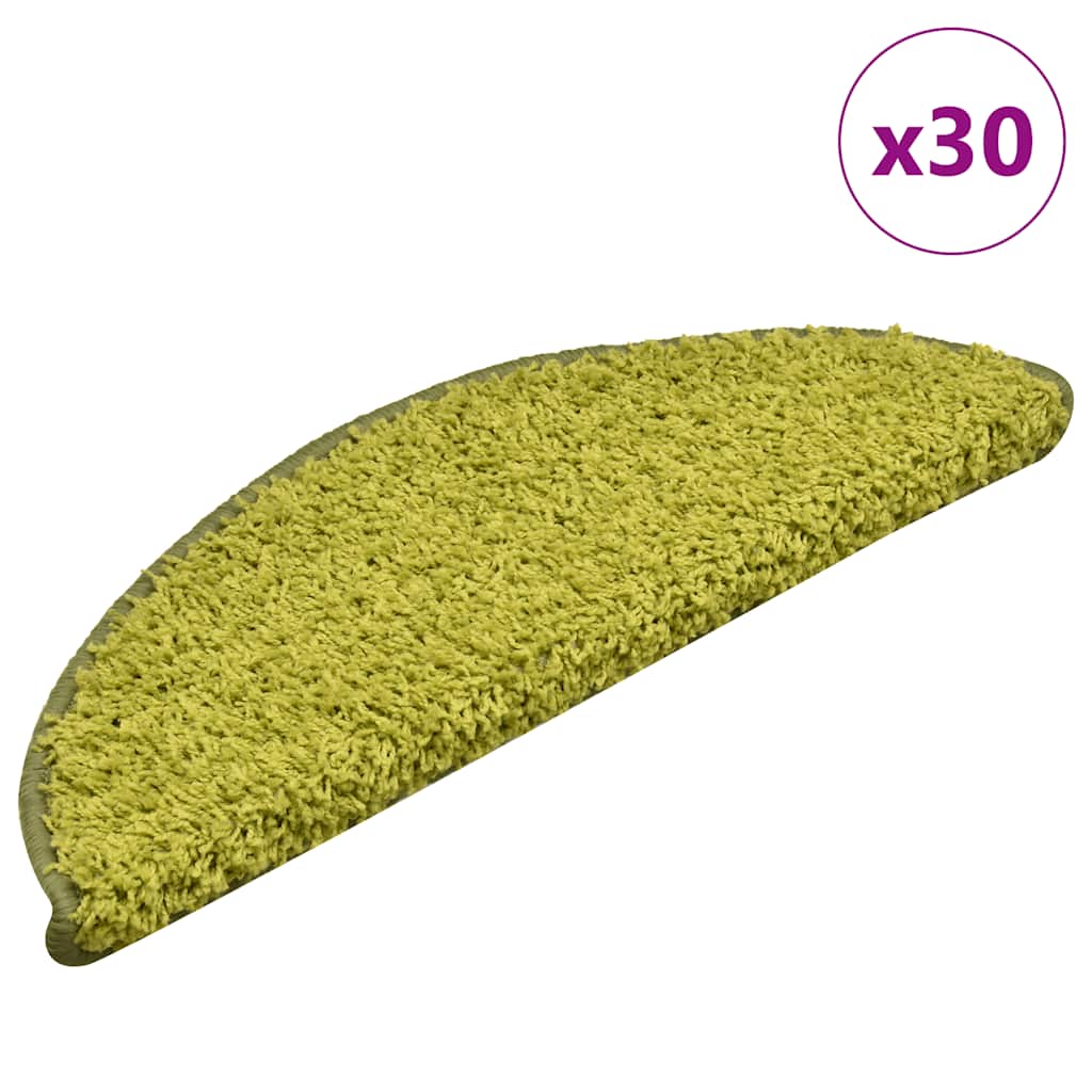 Stair Mats 30 pcs 56x17x3 cm Green Half Round