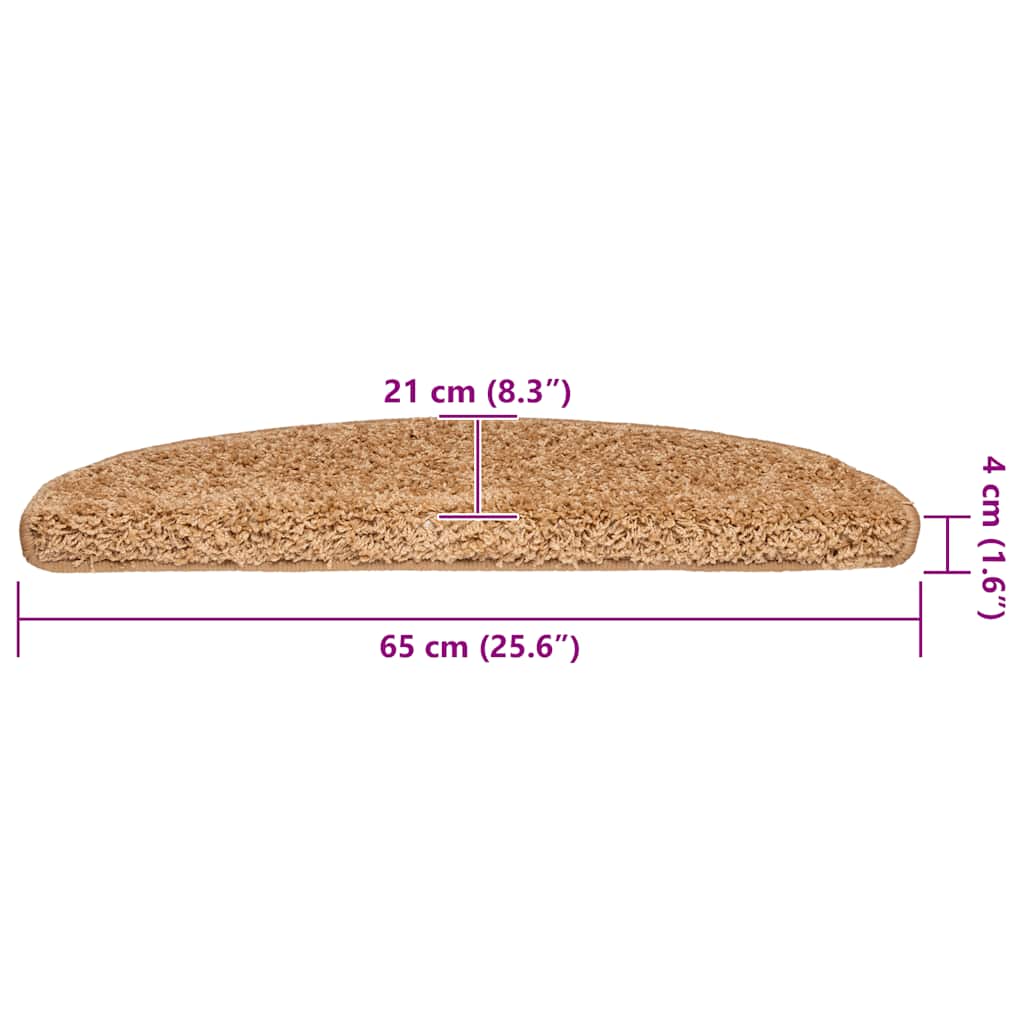 Stair Mats 30 pcs 65x21x4 cm Beige Half Round Large