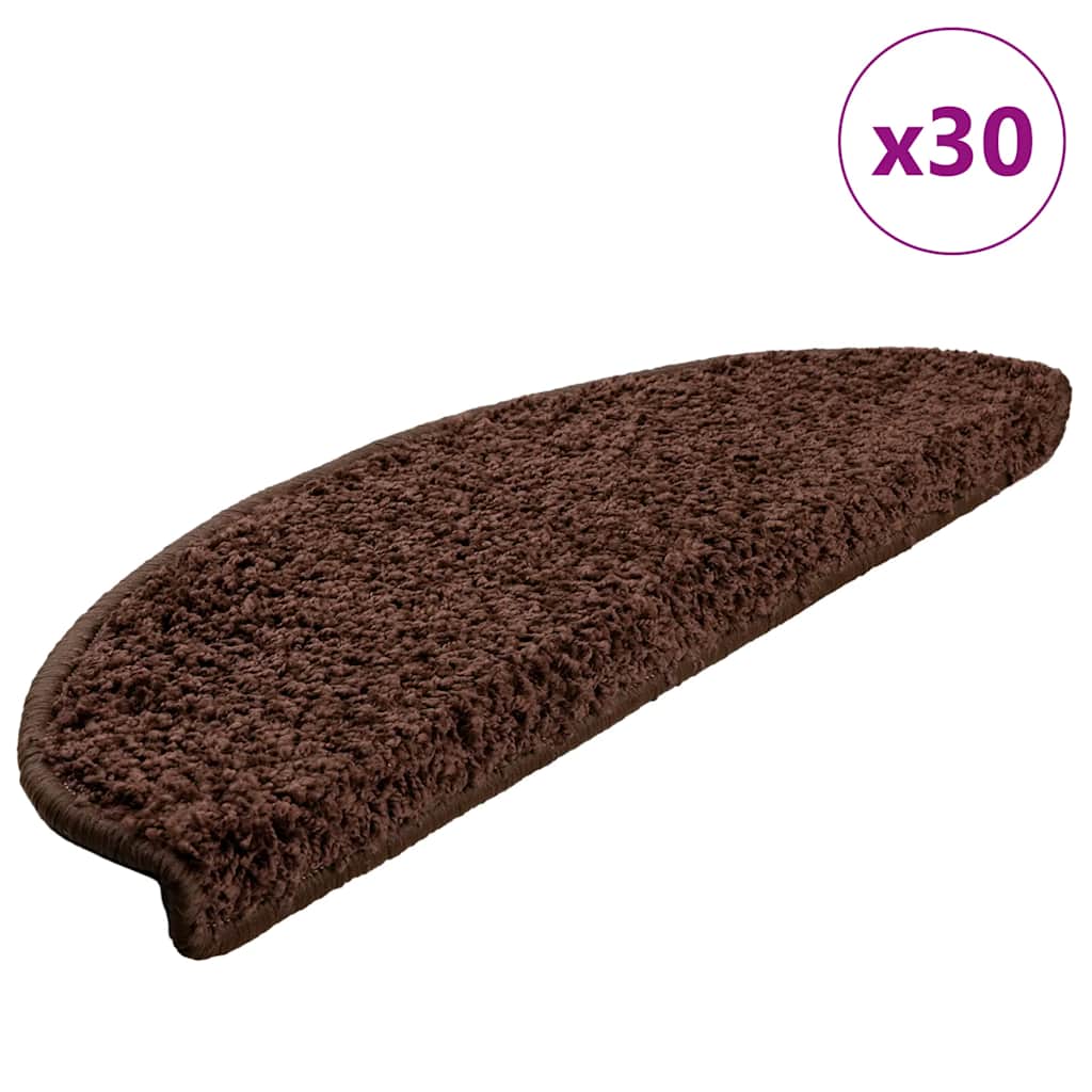 Stair Mats 30 pcs 65x21x4 cm Brown Half Round Large