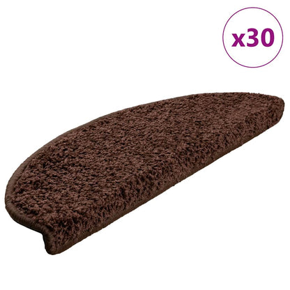 Stair Mats 30 pcs 65x21x4 cm Brown Half Round Large