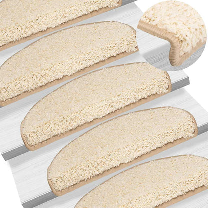 Stair Mats 30 pcs 65x21x4 cm Cream Half Round Large