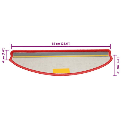 Stair Mats 30 pcs 65x21x4 cm Red Half Round Large