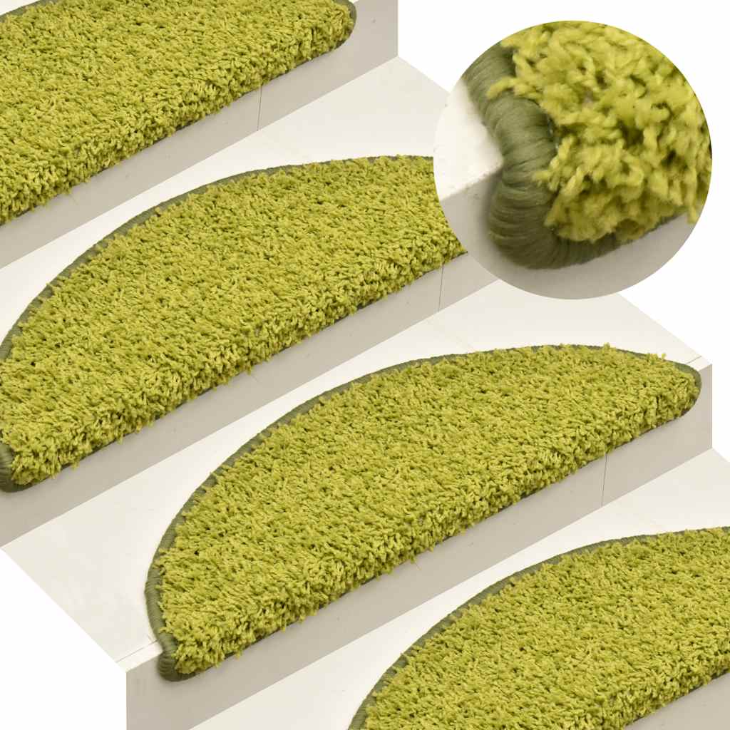 Stair Mats 30 pcs 65x21x4 cm Green Half Round Large