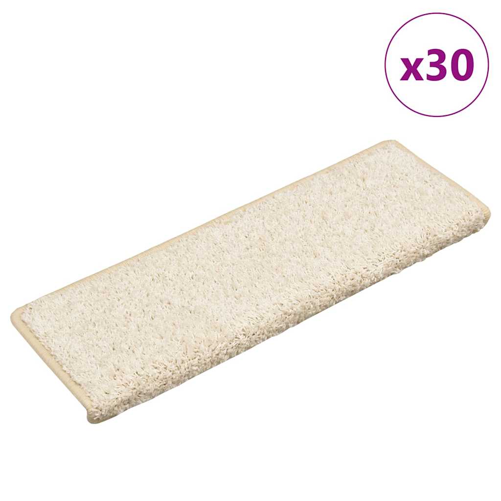 Stair Mats 30 pcs 65x21x4 cm White Rectangular Edge