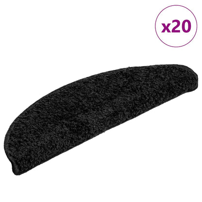 Stair Mats 20 pcs 56x17x3 cm Black Half Round