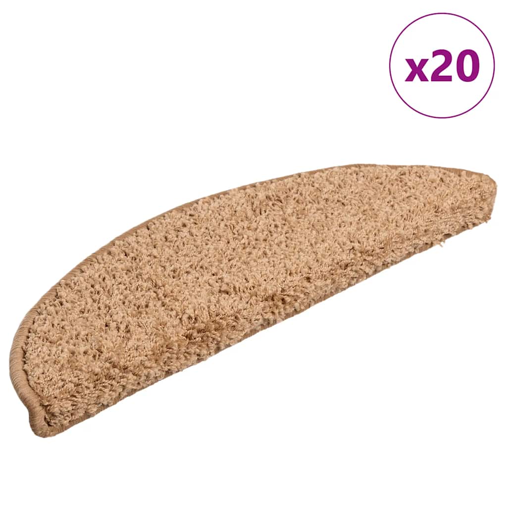 Stair Mats 20 pcs 56x17x3 cm Beige Half Round