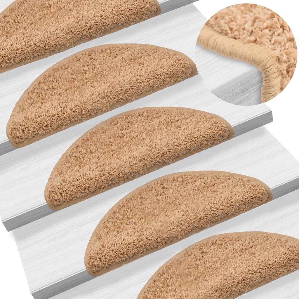 Stair Mats 20 pcs 56x17x3 cm Beige Half Round