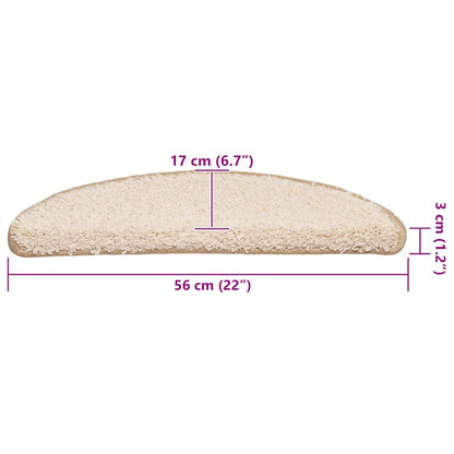 Stair Mats 20 pcs 56x17x3 cm Cream Half Round