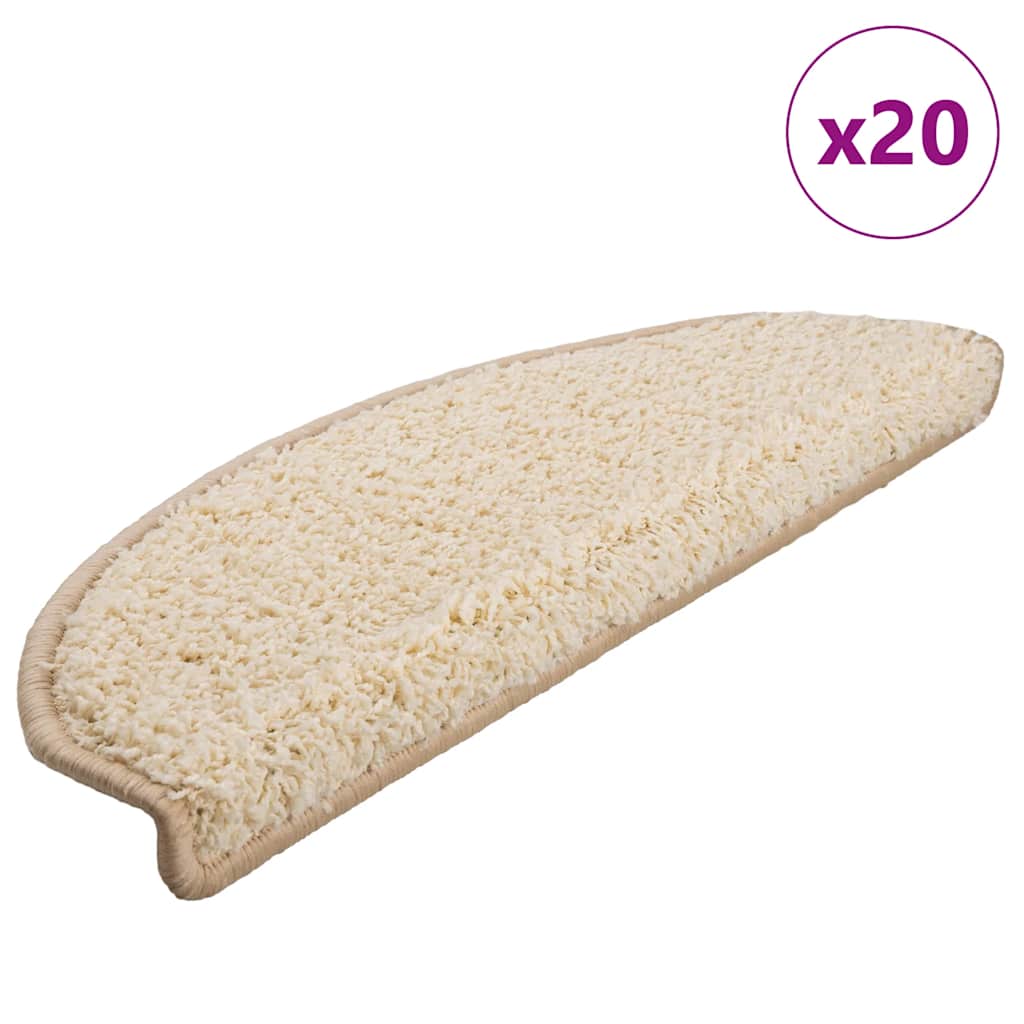 Stair Mats 20 pcs 65x21x4 cm Cream Half Round Large