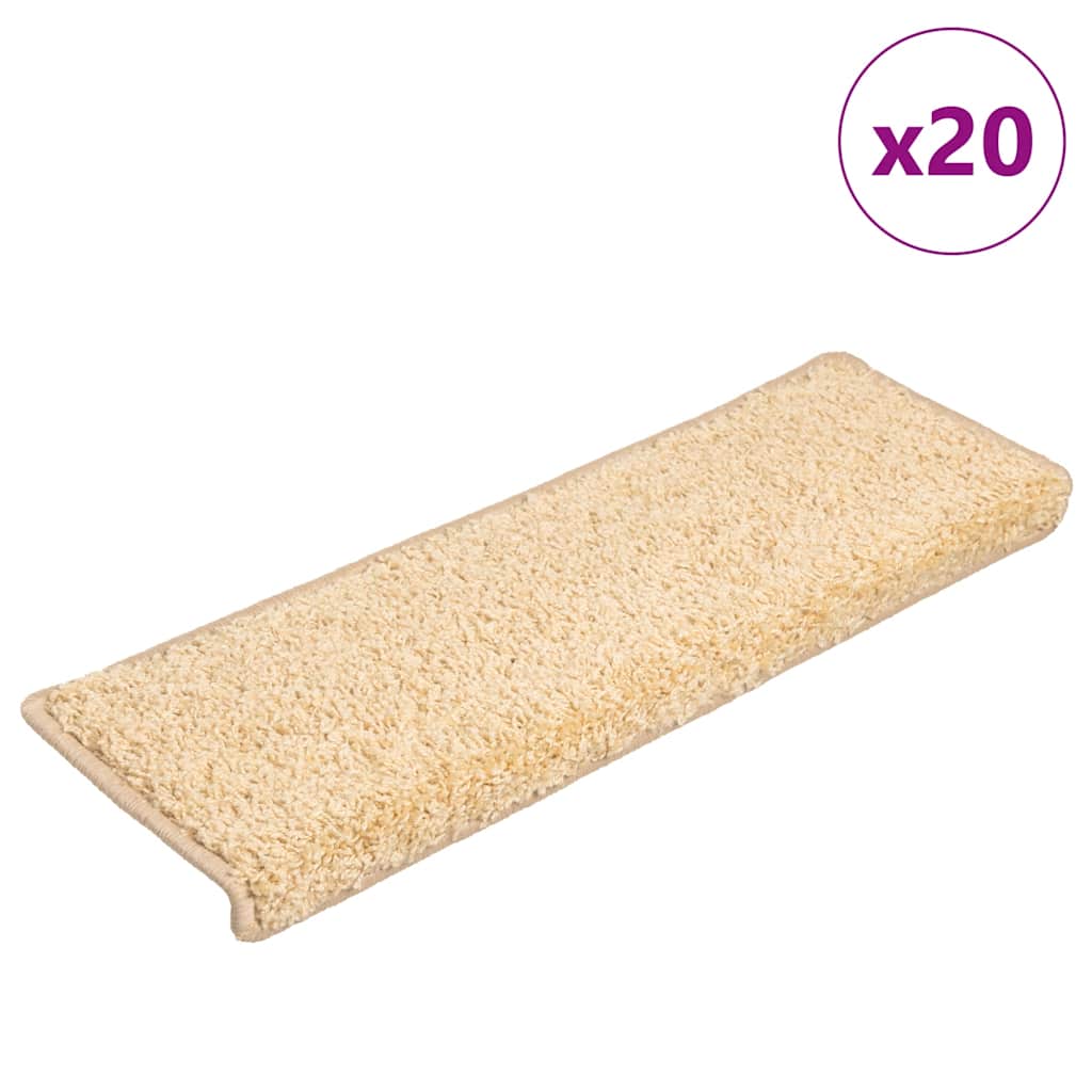 Stair Mats 20 pcs 65x21x4 cm Cream Rectangular Edge