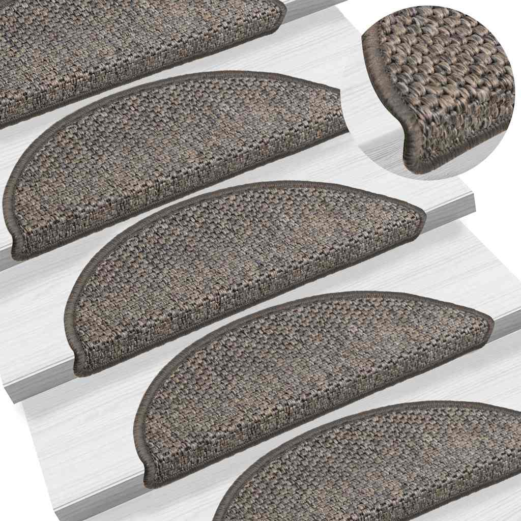 Stair Mats Self-adhesive Sisal-Look 30 pcs 56x17x3 cm Grey and Beige