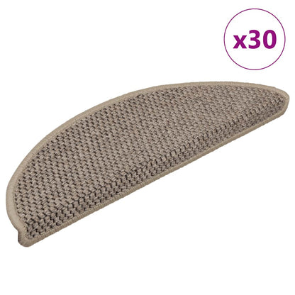 Stair Mats Self-adhesive Sisal-Look 30 pcs 56x17x3 cm Dark Beige