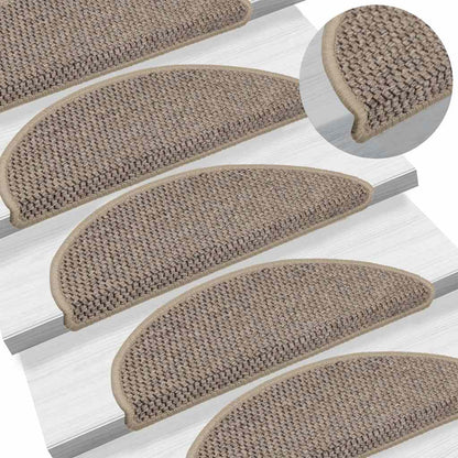 Stair Mats Self-adhesive Sisal-Look 30 pcs 56x17x3 cm Dark Beige