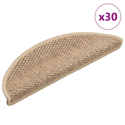 Stair Mats Self-adhesive Sisal-Look 30 pcs 56x17x3 cm Sand