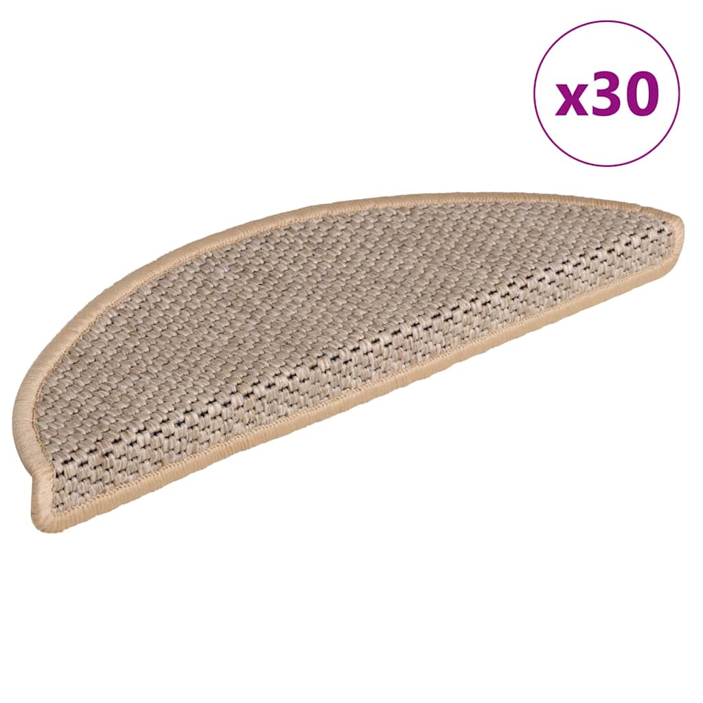 Stair Mats Self-adhesive Sisal-Look 30 pcs 56x17x3 cm Light Beige