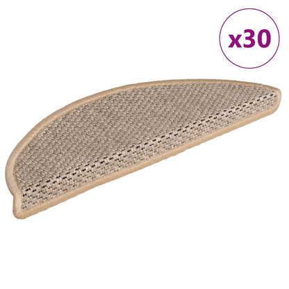 Stair Mats Self-adhesive Sisal-Look 30 pcs 56x17x3 cm Light Beige