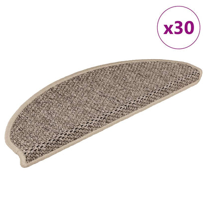 Stair Mats Self-adhesive Sisal-Look 30 pcs 65x21x4 cm Dark Beige